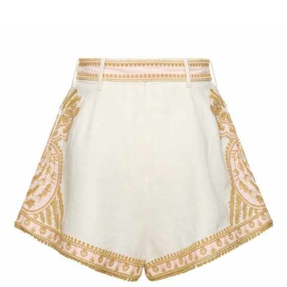 Zimmermann Cream and Gold High Waist Shorts - Picture 3 of 6